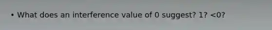 • What does an interference value of 0 suggest? 1? <0?