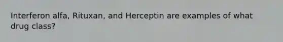 Interferon alfa, Rituxan, and Herceptin are examples of what drug class?