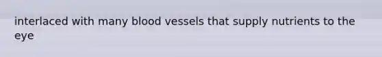 interlaced with many blood vessels that supply nutrients to the eye