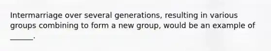 Intermarriage over several generations, resulting in various groups combining to form a new group, would be an example of ______.