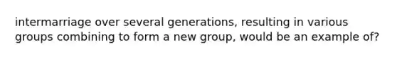 intermarriage over several generations, resulting in various groups combining to form a new group, would be an example of?