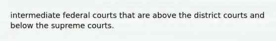 intermediate <a href='https://www.questionai.com/knowledge/kzzdxYQ4u6-federal-courts' class='anchor-knowledge'>federal courts</a> that are above the district courts and below the supreme courts.