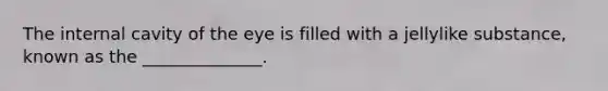 The internal cavity of the eye is filled with a jellylike substance, known as the ______________.