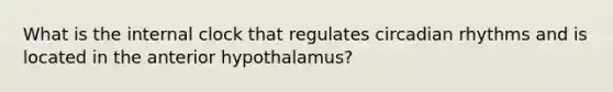 What is the internal clock that regulates circadian rhythms and is located in the anterior hypothalamus?