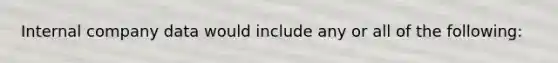 Internal company data would include any or all of the following: