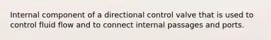 Internal component of a directional control valve that is used to control fluid flow and to connect internal passages and ports.