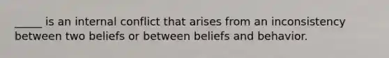 _____ is an internal conflict that arises from an inconsistency between two beliefs or between beliefs and behavior.