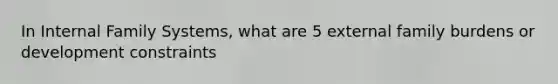 In Internal Family Systems, what are 5 external family burdens or development constraints