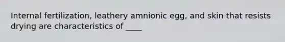 Internal fertilization, leathery amnionic egg, and skin that resists drying are characteristics of ____