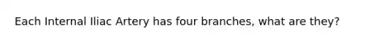 Each Internal Iliac Artery has four branches, what are they?