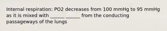 Internal respiration: PO2 decreases from 100 mmHg to 95 mmHg as it is mixed with ______ ______ from the conducting passageways of the lungs