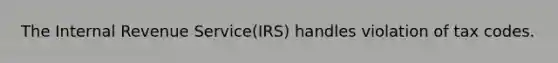 The Internal Revenue Service(IRS) handles violation of tax codes.