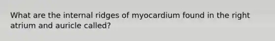 What are the internal ridges of myocardium found in the right atrium and auricle called?