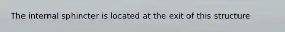 The internal sphincter is located at the exit of this structure