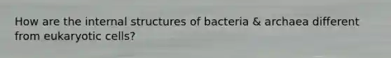 How are the internal structures of bacteria & archaea different from eukaryotic cells?