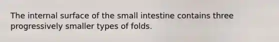 The internal surface of the small intestine contains three progressively smaller types of folds.