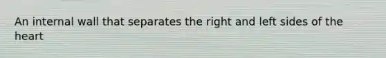 An internal wall that separates the right and left sides of the heart