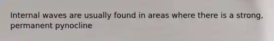 Internal waves are usually found in areas where there is a strong, permanent pynocline