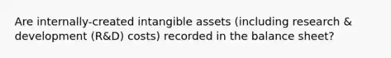 Are internally-created intangible assets (including research & development (R&D) costs) recorded in the balance sheet?