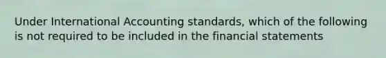 Under International Accounting standards, which of the following is not required to be included in the financial statements