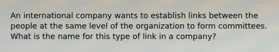 An international company wants to establish links between the people at the same level of the organization to form committees. What is the name for this type of link in a company?