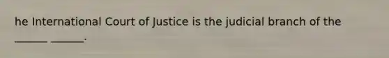 he International Court of Justice is the judicial branch of the ______ ______.