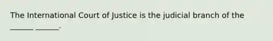 The International Court of Justice is the judicial branch of the ______ ______.