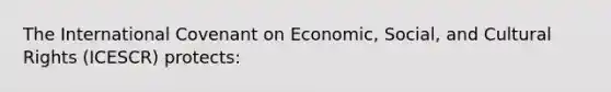 The International Covenant on Economic, Social, and Cultural Rights (ICESCR) protects: