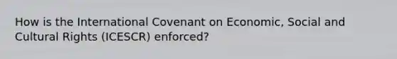 How is the International Covenant on Economic, Social and Cultural Rights (ICESCR) enforced?