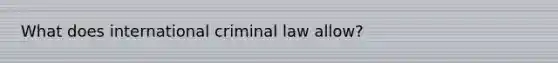 What does international criminal law allow?