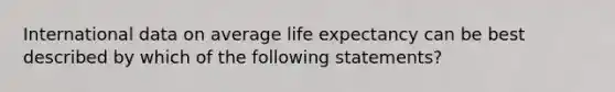 International data on average life expectancy can be best described by which of the following statements?