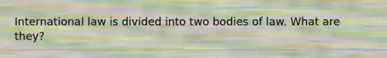 International law is divided into two bodies of law. What are they?