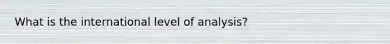 What is the international level of analysis?