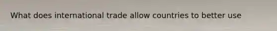 What does international trade allow countries to better use