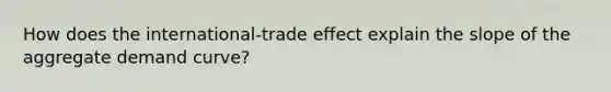 How does the international-trade effect explain the slope of the aggregate demand curve?