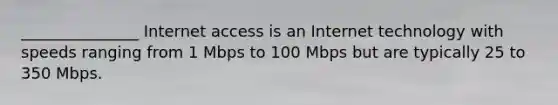 _______________ Internet access is an Internet technology with speeds ranging from 1 Mbps to 100 Mbps but are typically 25 to 350 Mbps.