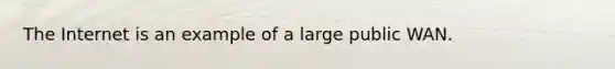 The Internet is an example of a large public WAN.