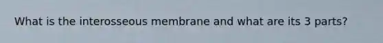 What is the interosseous membrane and what are its 3 parts?