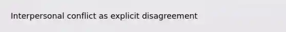 Interpersonal conflict as explicit disagreement