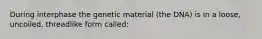 During interphase the genetic material (the DNA) is in a loose, uncoiled, threadlike form called: