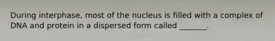 During interphase, most of the nucleus is filled with a complex of DNA and protein in a dispersed form called _______.