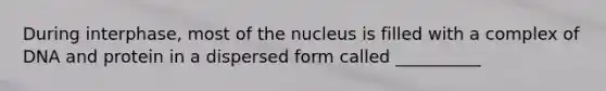 During interphase, most of the nucleus is filled with a complex of DNA and protein in a dispersed form called __________