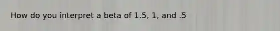 How do you interpret a beta of 1.5, 1, and .5