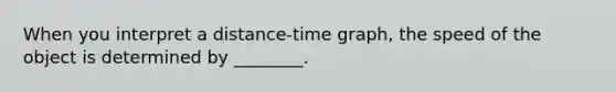 When you interpret a distance-time graph, the speed of the object is determined by ________.