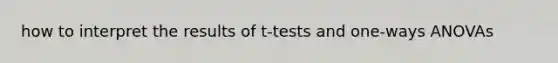 how to interpret the results of t-tests and one-ways ANOVAs