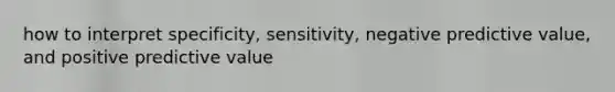 how to interpret specificity, sensitivity, negative predictive value, and positive predictive value