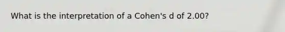 What is the interpretation of a Cohen's d of 2.00?