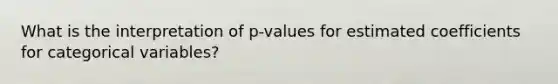 What is the interpretation of p-values for estimated coefficients for categorical variables?