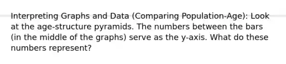 Interpreting Graphs and Data (Comparing Population-Age): Look at the age-structure pyramids. The numbers between the bars (in the middle of the graphs) serve as the y-axis. What do these numbers represent?