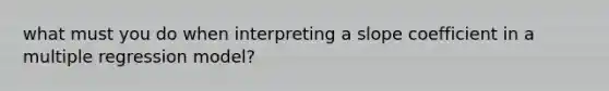 what must you do when interpreting a slope coefficient in a multiple regression model?